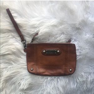 Juicy couture leather wristlet pink brown